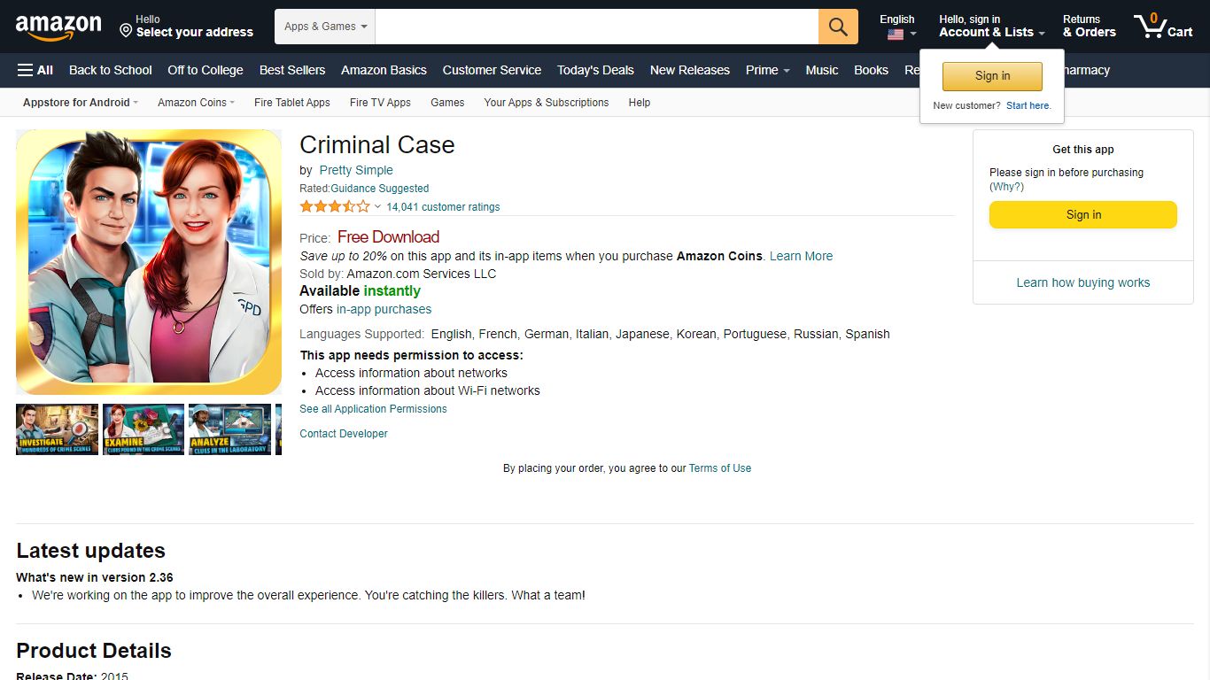 Criminal Case:Amazon.com:Appstore for Android